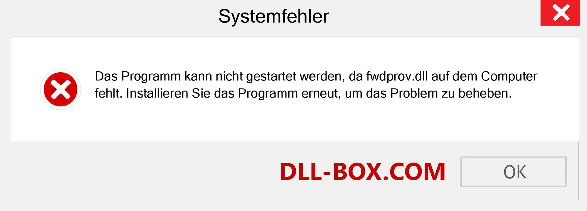 fwdprov.dll-Datei fehlt?. Download für Windows 7, 8, 10 - Fix fwdprov dll Missing Error unter Windows, Fotos, Bildern